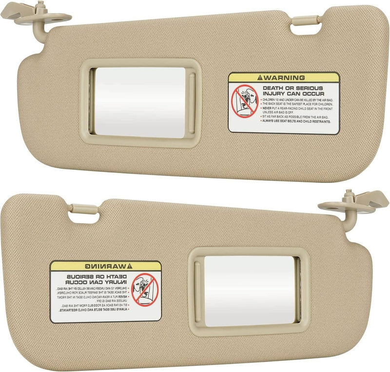 Pair Sun Visor w/Mirror Right Left Beige for Hyundai Elantra 2011-2015