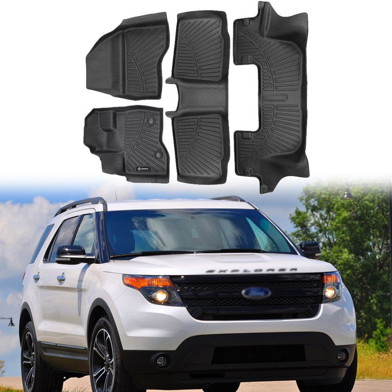 TPE Car Floor Mats Liners for Ford Explorer Bench Seating 2011-2014