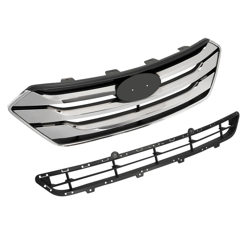 DURAFORCE Front Upper Lower Bumper Grille Set for Hyundai Santa Fe Sport 2013-2016
