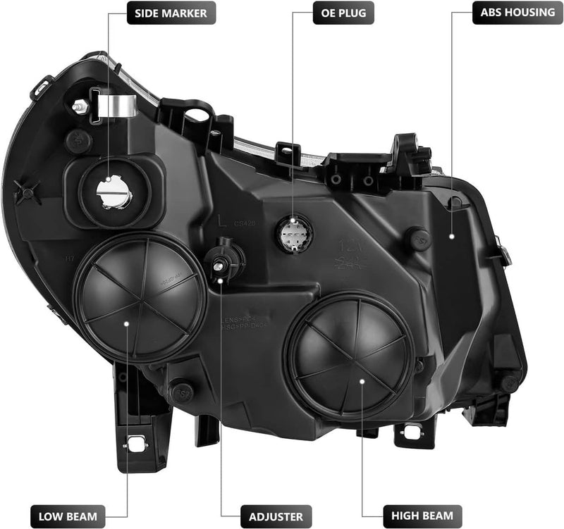 Left Right Headlights w/DRL for Dodge Ram ProMaster 1500 2500 3500 Black