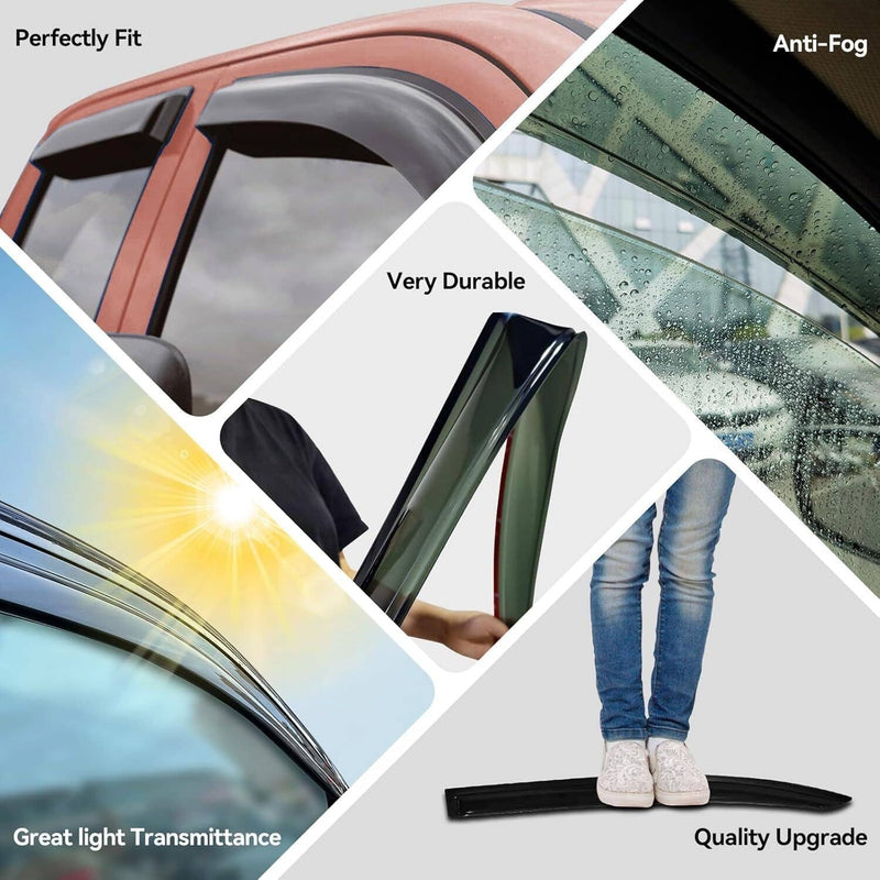 Window Visor Vent Rain Guards for 2013-2017 Honda Accord Sedan 4 Door Black