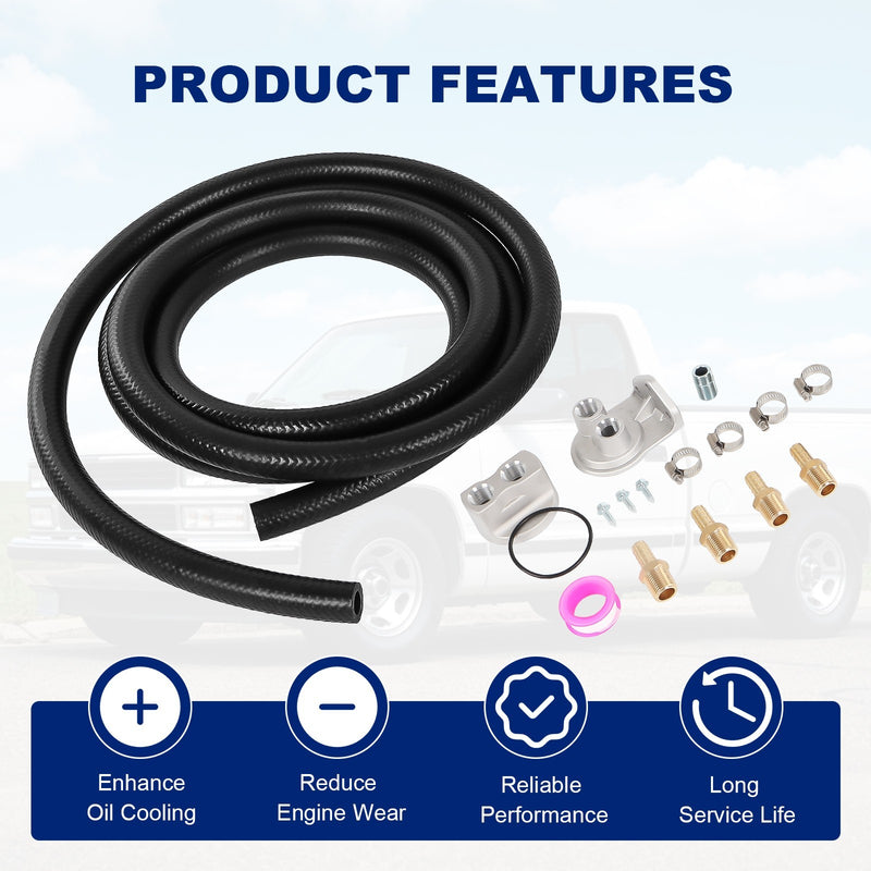 Universal Remote Oil Filter Kit Single Filter 3/4-16 Thread 10ft Hose