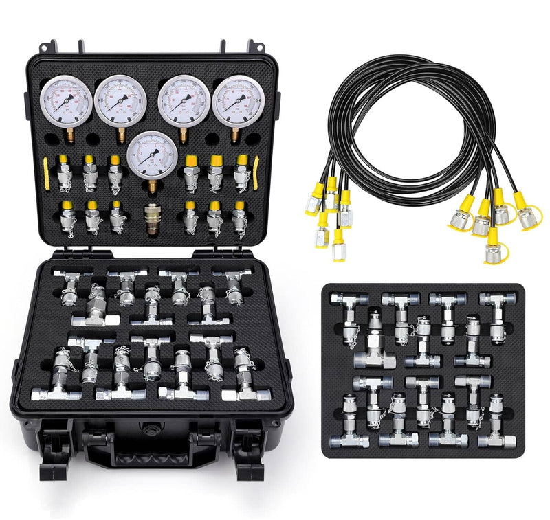 60Mpa Hydraulic Pressure Test Set 5 Gauges 13 Couplings 14 Tee Connectors