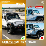DURAFORCE Steel Armor Windshield Frame Cover Visor Cowl w/LED for Jeep Wrangler JK 2007-18