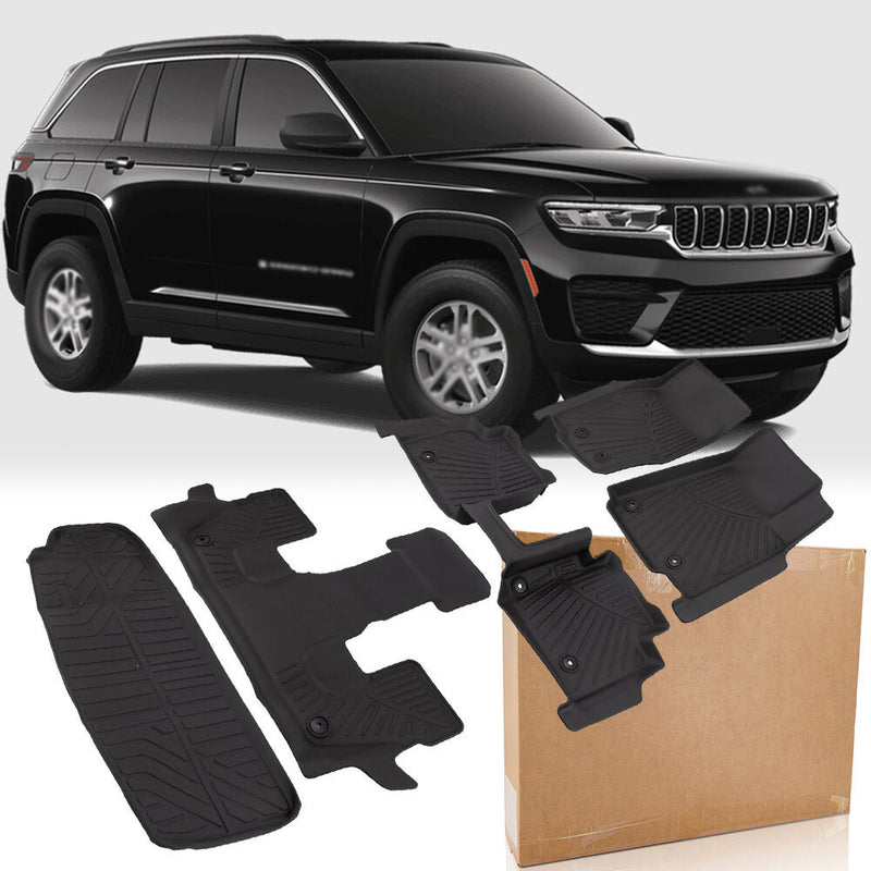 3D Floor Mats All Weather Carpets Liner for Jeep Grand Cherokee L 2021-25