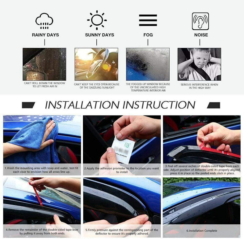 Window Visors Rain Guards for Honda Accord 2018-2022 3D Wavy Mugen Style