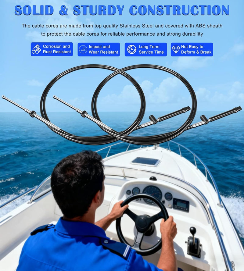 CC17910 10FT Boat Throttle And Shift Cables for Mercury 600A Gen1 Series