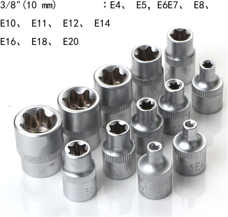 34pcs Torx Star Sockets & Bit Set Male Female E-torx Security Bits 3/8 Drive