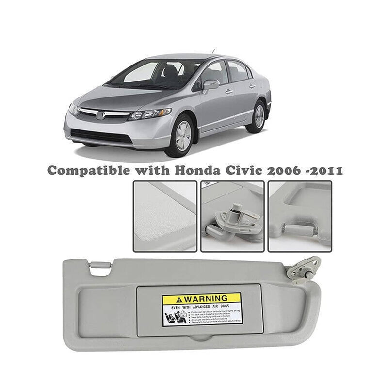 Driver & Passenger Side Light Gray Sun Visor for Honda Civic 2006-2011 Pair