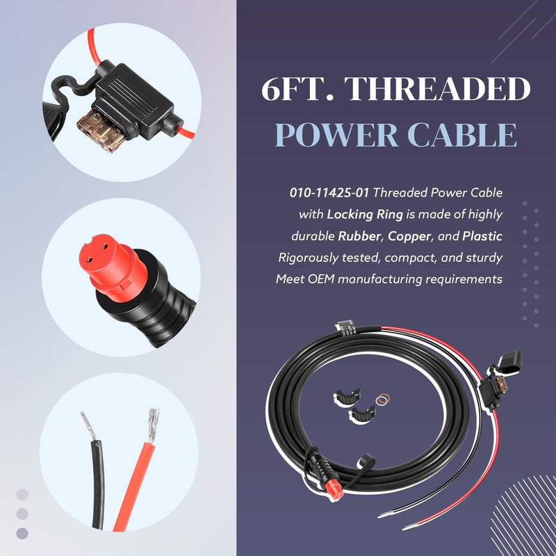 010-11425-01 Threaded Power Cable 6ft 1.8m for Garmin GLS Series Replace