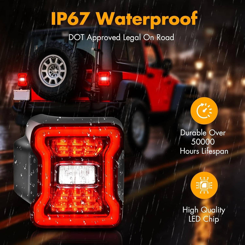 LED Tail Lights Pair for Jeep Wrangler JK JKU 07-18 Rear Brake Turn Signal Lamps