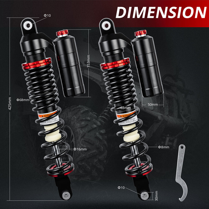 Front Rear Air Shocks Absorbers 425mm 485mm for Yamaha YFZ450 2006-2012 US