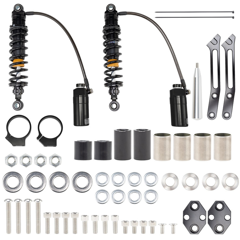 Upgraded Remote Reservoir Rear Suspension Shocks Set for Harley Road Glide
