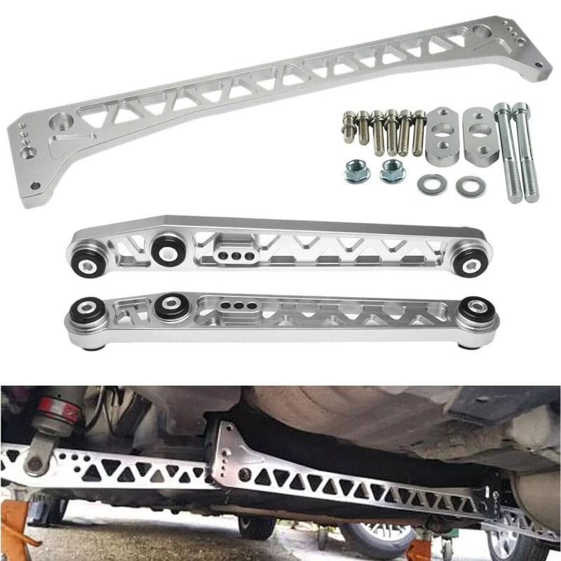 Silver Billet Rear Lower Control Arm Subframe Brace for Honda Civic EK 1996-2000