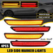 DURAFORCE Side Marker Lights Smoked Lens for Ford Mustang 2010-2014 Front Rear LED 4 Piece