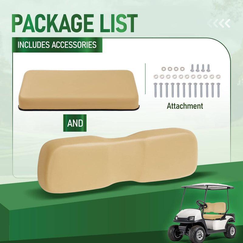 Front Seat Bottom & Back Cushion for Club Car DS 2000.5-UP Tan Golf Cart