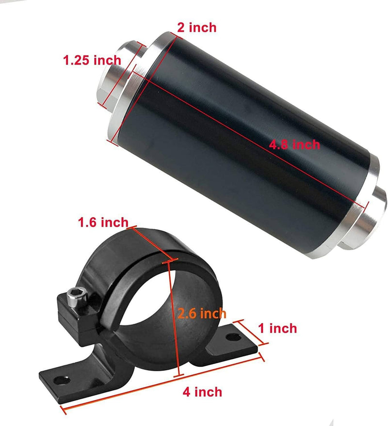 30 Micron Inline Fuel Filter Bracket Billet Aluminum AN6 AN8 AN10 Petrol