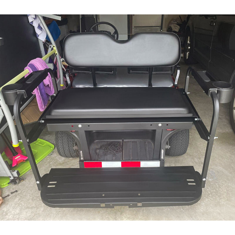 Golf Cart Flip Folding Rear Back Seat Kit Black for EZGO Marathon
