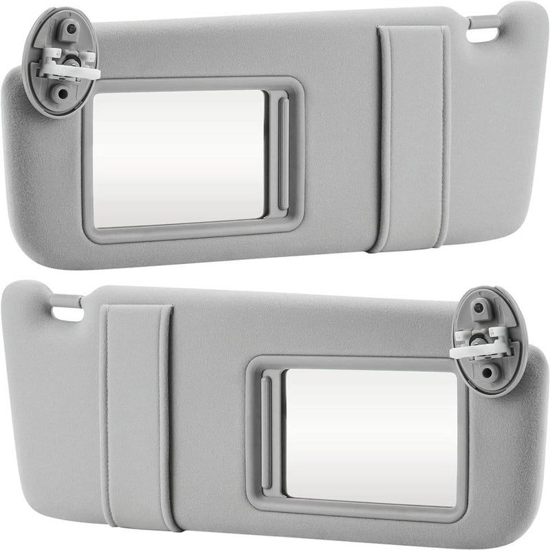 Gray Sun Visor Pair with Cover Trims for Toyota Venza 2009-2016 Left Right