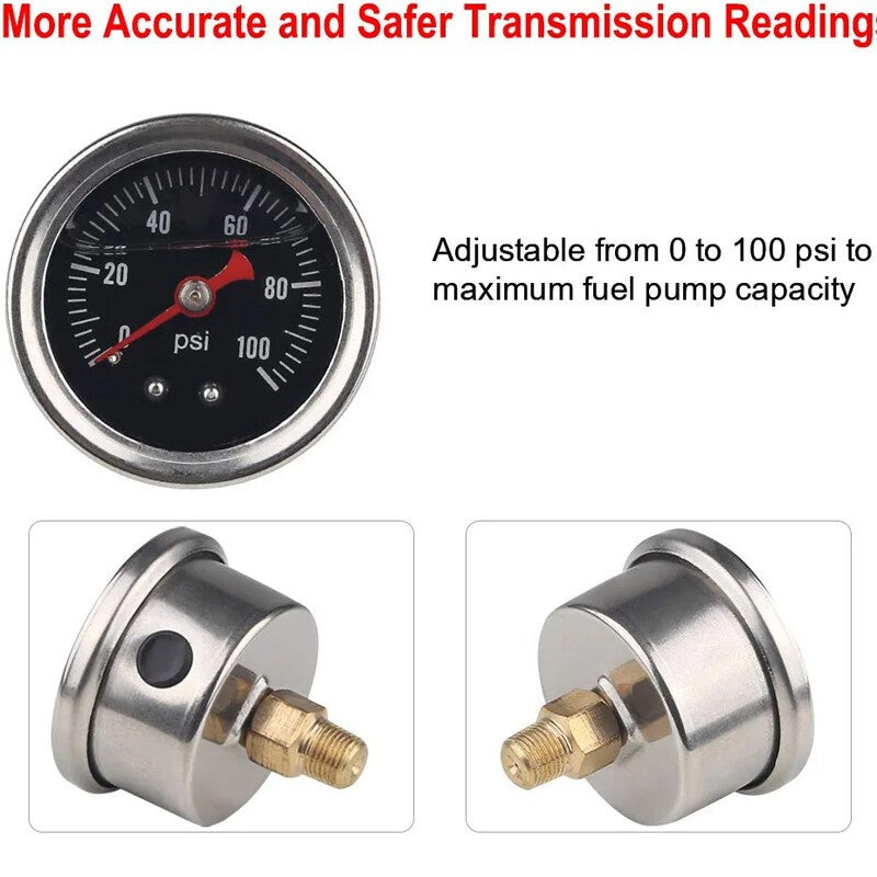 Black-Red Adjustable Fuel Pressure Regulator Kit Oil Gauge -6AN 6AN 0-100psi
