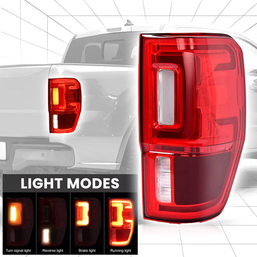 DURAFORCE Right Passenger LED Tail Light Lamp for Ford Ranger XLT XL 2019-23 Blind Spot