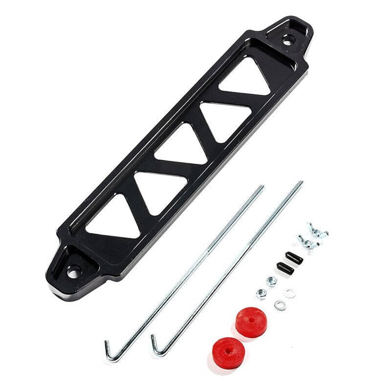 Aluminum Black Battery Hold Down Bracket Mount Kit 10" J-Hooks Bolts