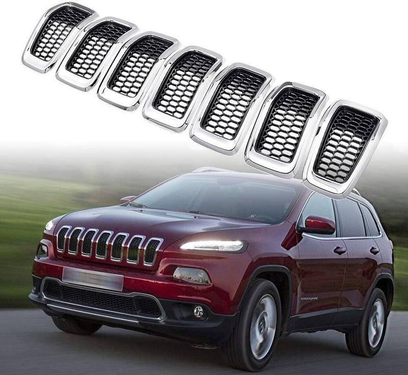 Chrome Front Bumper Grille Insert Honeycomb Mesh for 2014-2018 Jeep Cherokee