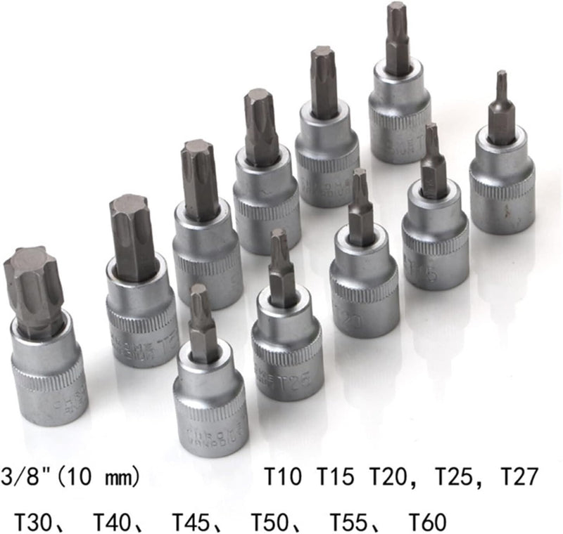34 Piece Drive Male Female Torx Star Bit Socket Set E-Socket Hand Tool Case
