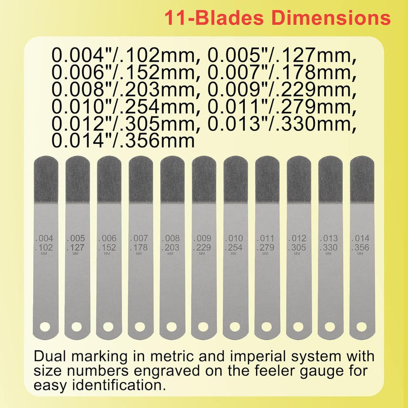 A308 Offset Valve Tappet 11-Blade Feeler Gauge Kit 0.004" To 0.014