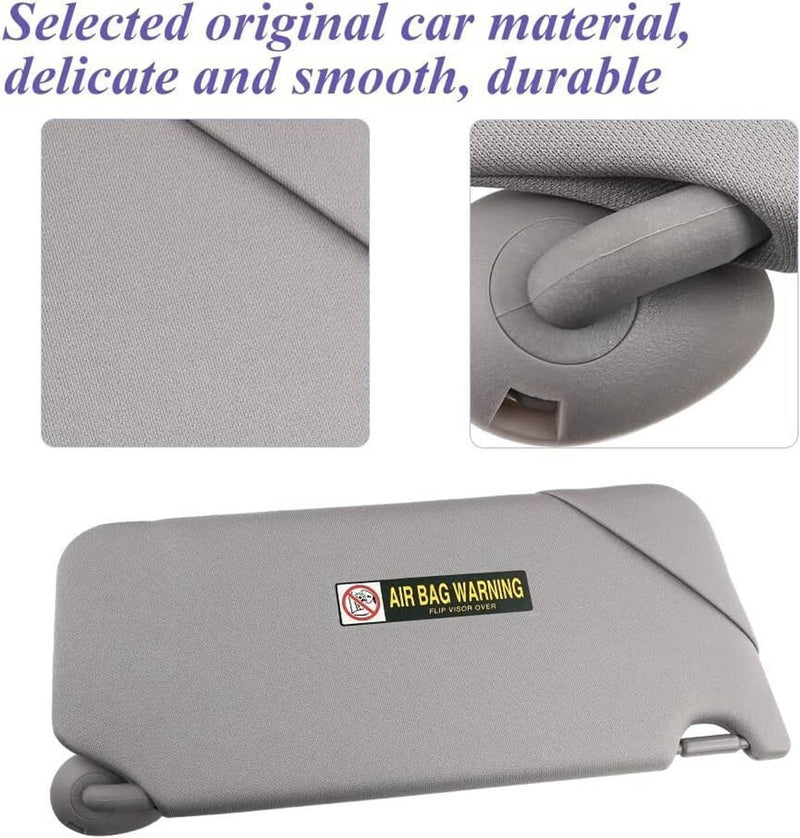 Gray Sun Visor With Light Mirror Set for 2008-2017 Honda Accord 83280TA5A51ZA