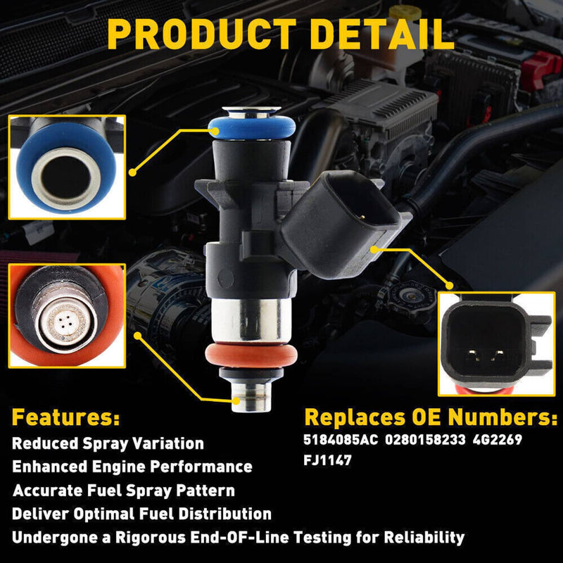 0280158233 Fuel Injectors for Chrysler Dodge Ram Jeep 3.6L V6 6Pcs
