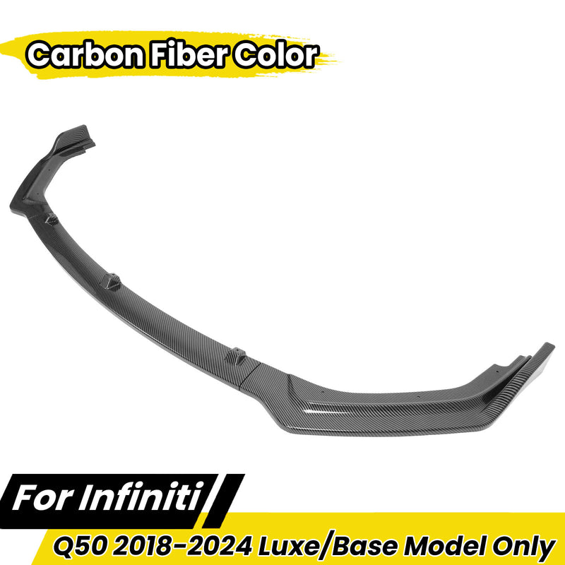 Carbon Fiber Color Front Bumper Lip Splitter for Infiniti 2018-24 Q50 Luxe Base