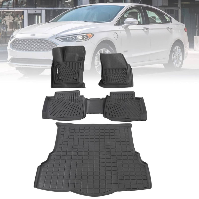 TPE Floor Mats & Cargo Liners All-Weather Black for Ford Fusion 2017-2020 4Pcs