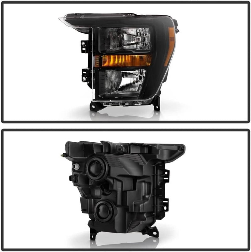 Headlights Halogen Black Pair for Ford F150 2021 2022 2023 Left Right Headlamps