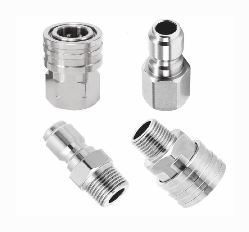 2 Sets NPT 1/4 Inch Pressure Washer Coupler Quick Connect Plug Fitting Adapter