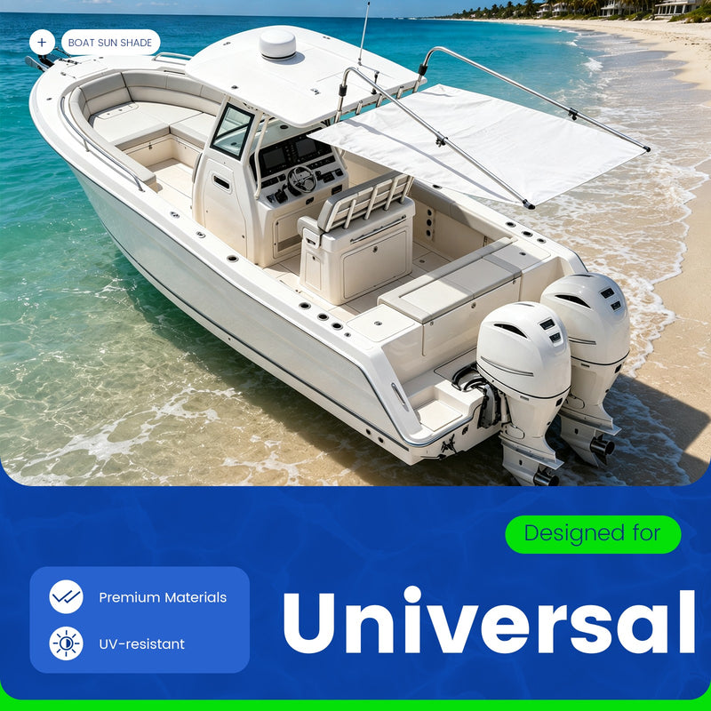 White Boat Sun Shade 304 Stainless Steel Fabric Canopy for Universal Boat