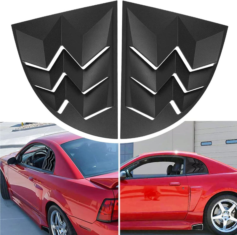 ABS Side Window Louvers Scoop Cover Vent for Ford Mustang 1999-2004 Black 2Pcs