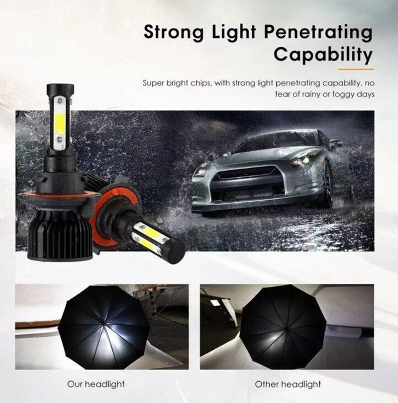 4-Sides H13 9008 LED Headlight Bulb for Ford F-150 2004-2014 High Low 6000K