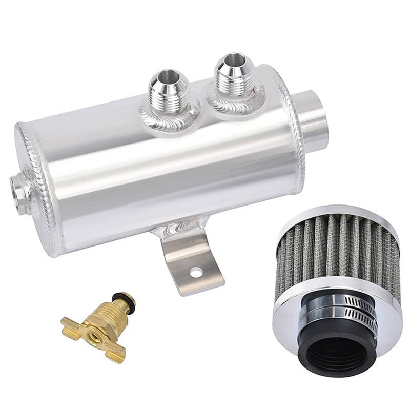 750ml 10AN Oil Catch Can Reservoir Tank & Breather Filter Baffled Aluminum Kit