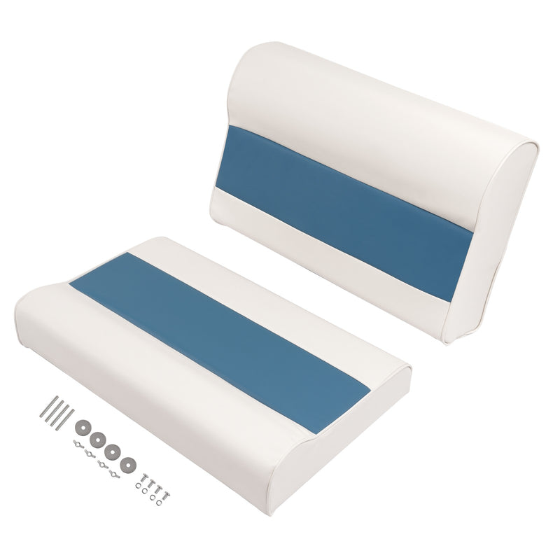 #8WD95-1B-204 28" Pontoon Bench Seat Cushion Set Navy White Blue