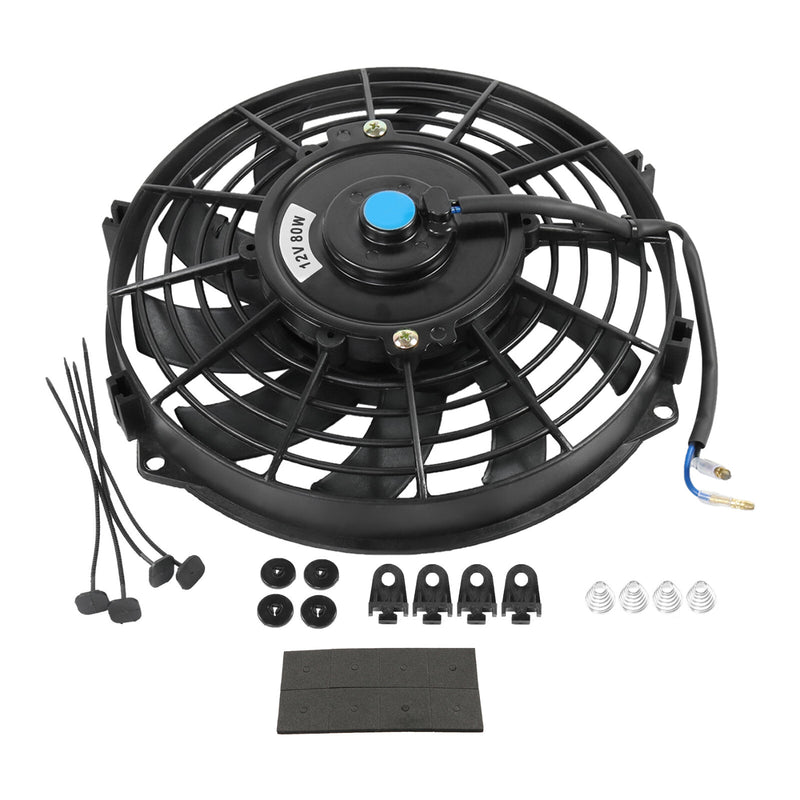 9 inch 12V Slim Fan Push Pull Electric Radiator Cooling Fan Mount Kit 2 PCS