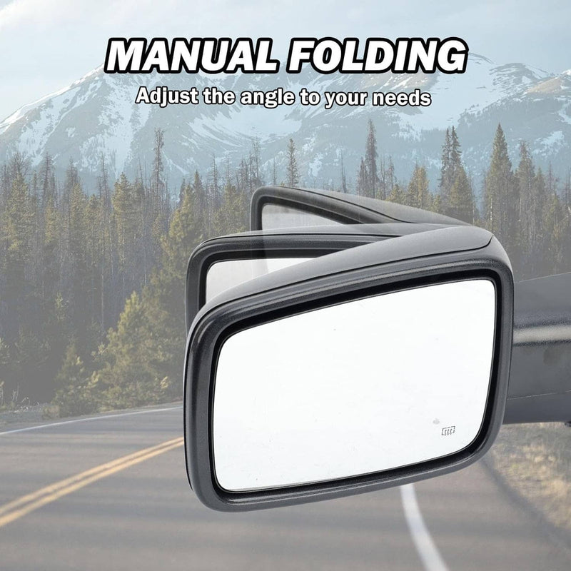 Mirror Left Driver Manual Fold Heated Temp Sensor for Dodge Ram 1500 2013-19