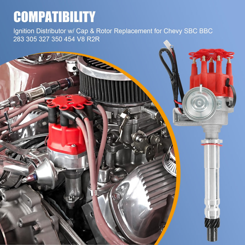 R2R Ignition Distributor with Cap Rotor for Chevy SBC BBC 283 305 327 350 454 V8