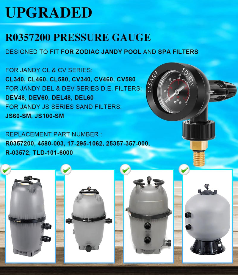 R0357200 Brass Insert Air Gauge Release Valve for Jandy CV CL DEV DEL JS Series