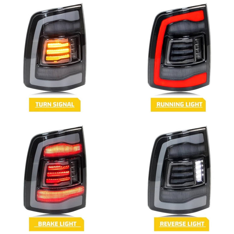 LED Tail Light Pair for Dodge Ram 1500 2500 3500 2009-2018 Clear Lens Rear