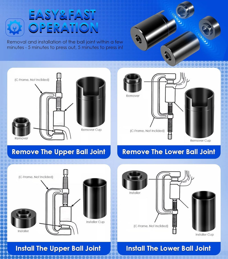 7894 Ball Joint Service Adapter Kit for Jeep Wrangler & for Dodge Ram Trucks