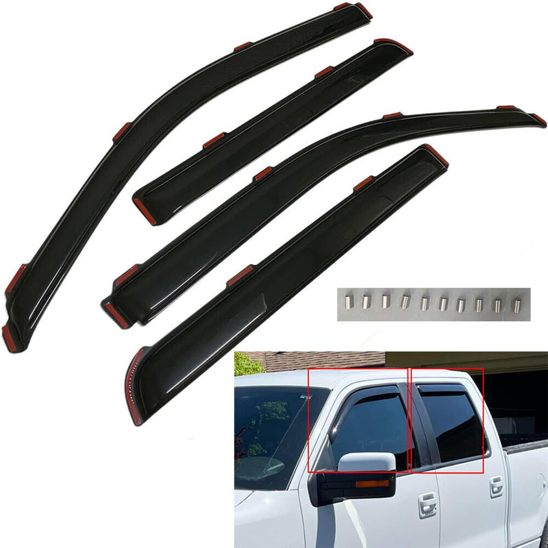 In-Channel Window Vent Visor Sun Rain Guard for Ford F-150 Super Crew 2009-2014