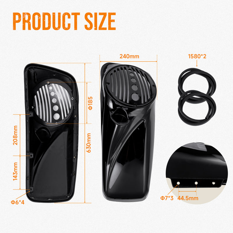 Gloss Black 8" Speaker Lids w/ Tweeter Port for 2014-2025 Harley Touring Models