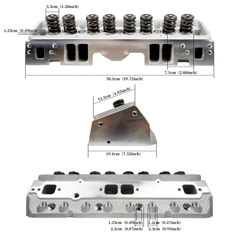SBC Chevy 350 Aluminum Cylinder Head 190cc 64cc 2.02 1.60 Angle Complete