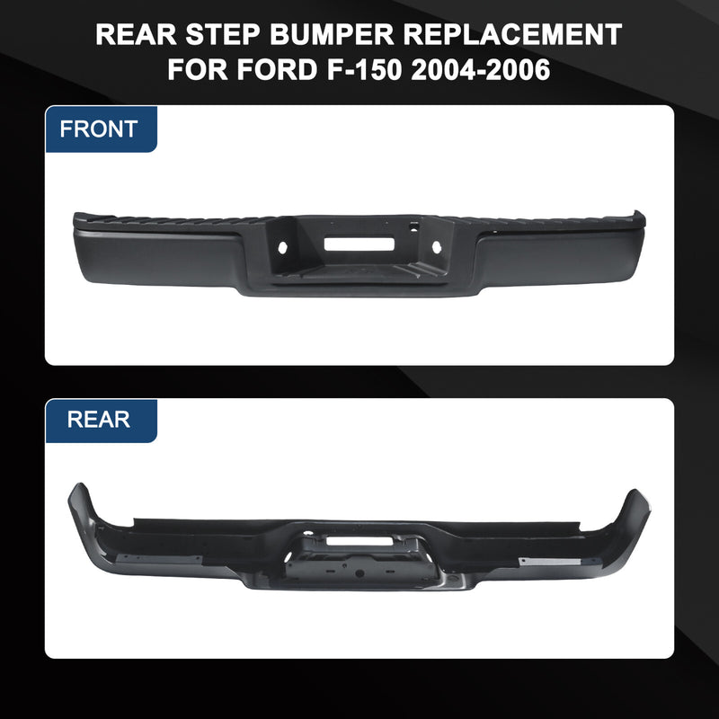 Black Rear Step Bumper with LED Light for Ford F150 2004-2006 without Sensor Hol